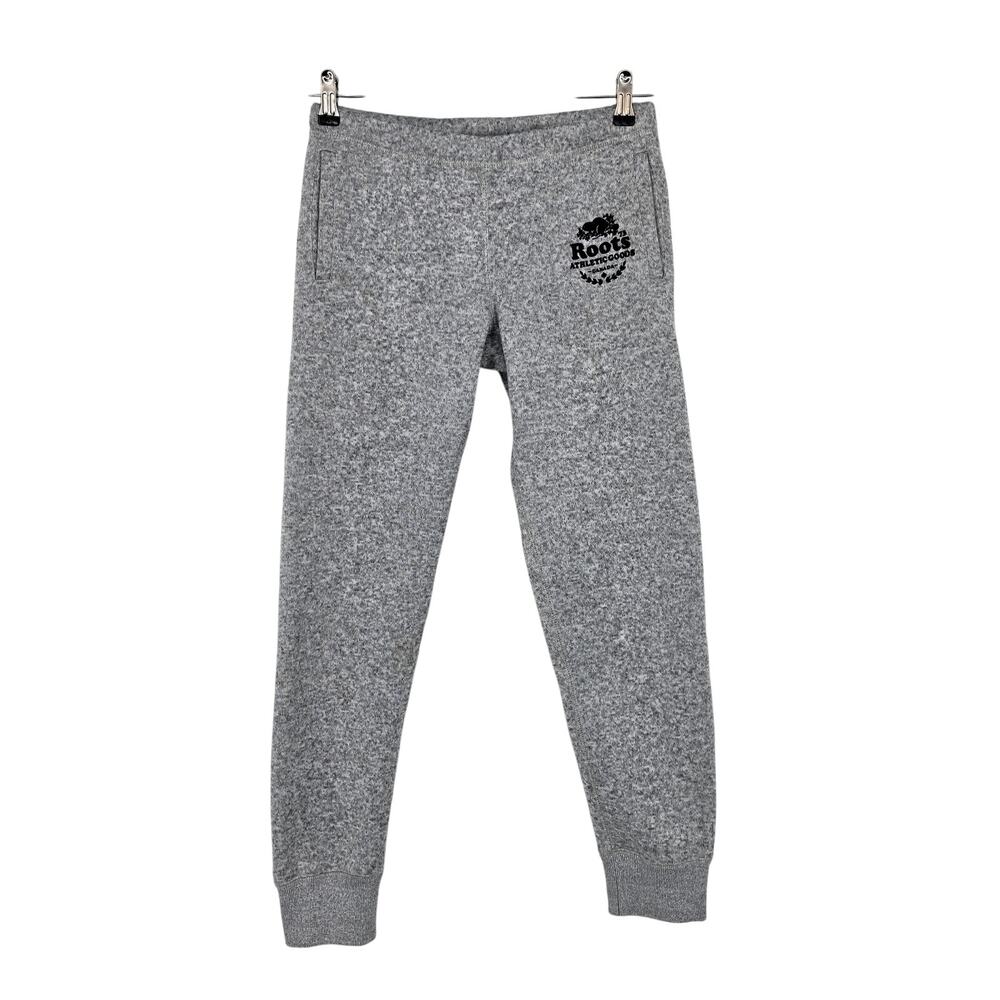 Roots Heathered Gray Logo Knit Drawstring Jogger Sweatpants With Pockets Size S
